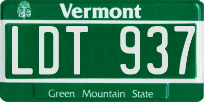 VT license plate LDT937