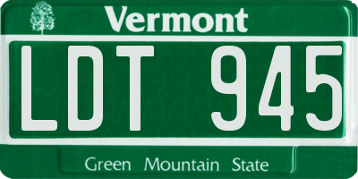 VT license plate LDT945