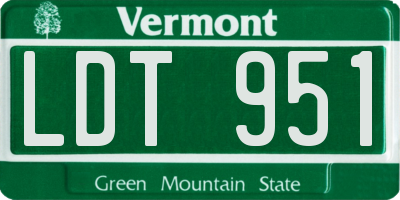 VT license plate LDT951