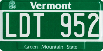 VT license plate LDT952