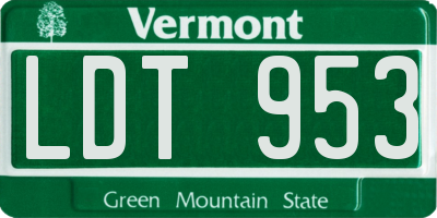 VT license plate LDT953
