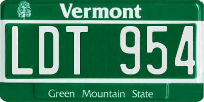 VT license plate LDT954