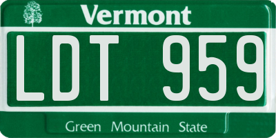 VT license plate LDT959