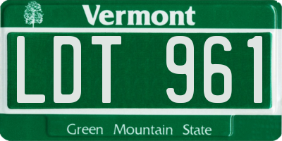 VT license plate LDT961
