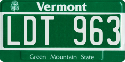 VT license plate LDT963