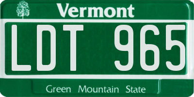 VT license plate LDT965
