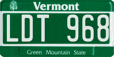 VT license plate LDT968