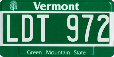 VT license plate LDT972