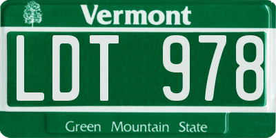 VT license plate LDT978