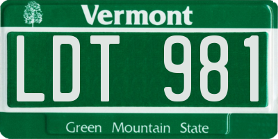 VT license plate LDT981