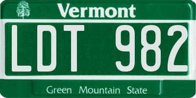 VT license plate LDT982