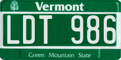 VT license plate LDT986