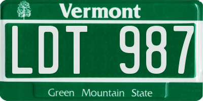 VT license plate LDT987