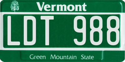 VT license plate LDT988