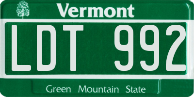 VT license plate LDT992
