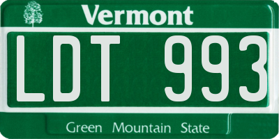 VT license plate LDT993