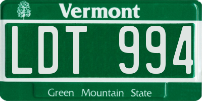 VT license plate LDT994