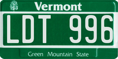 VT license plate LDT996