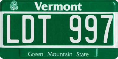 VT license plate LDT997