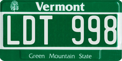 VT license plate LDT998