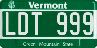 VT license plate LDT999