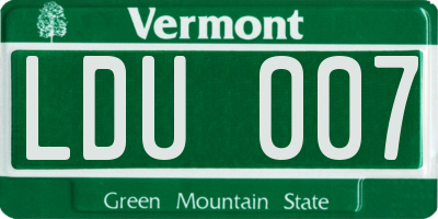 VT license plate LDU007