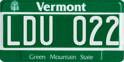 VT license plate LDU022