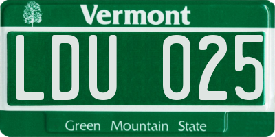 VT license plate LDU025