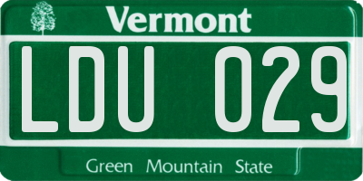VT license plate LDU029