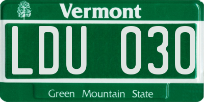 VT license plate LDU030