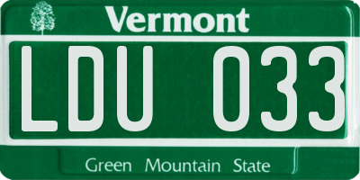 VT license plate LDU033