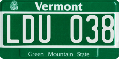 VT license plate LDU038