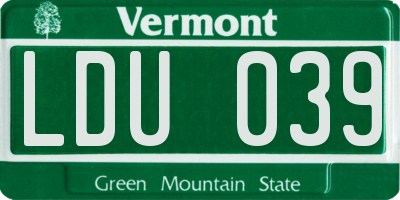 VT license plate LDU039