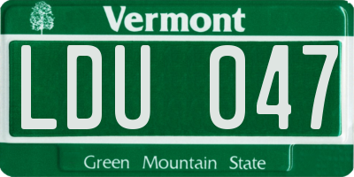 VT license plate LDU047