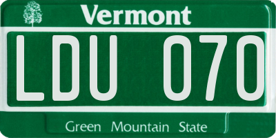 VT license plate LDU070