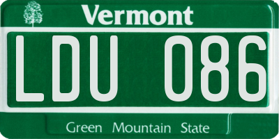 VT license plate LDU086