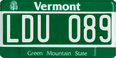 VT license plate LDU089