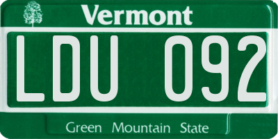 VT license plate LDU092