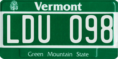 VT license plate LDU098