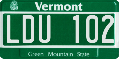 VT license plate LDU102