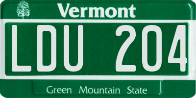 VT license plate LDU204