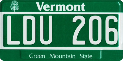 VT license plate LDU206