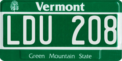 VT license plate LDU208