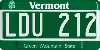 VT license plate LDU212