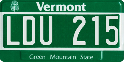 VT license plate LDU215