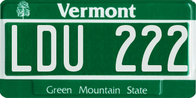 VT license plate LDU222