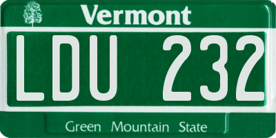 VT license plate LDU232