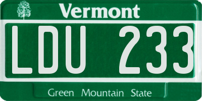 VT license plate LDU233