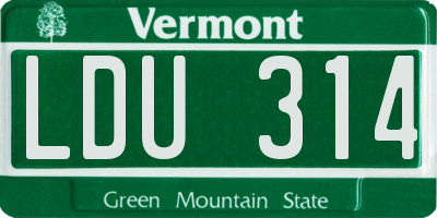 VT license plate LDU314