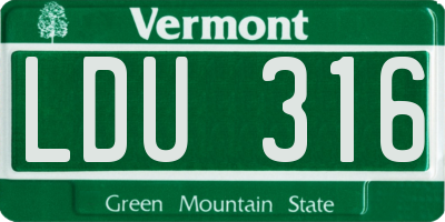 VT license plate LDU316